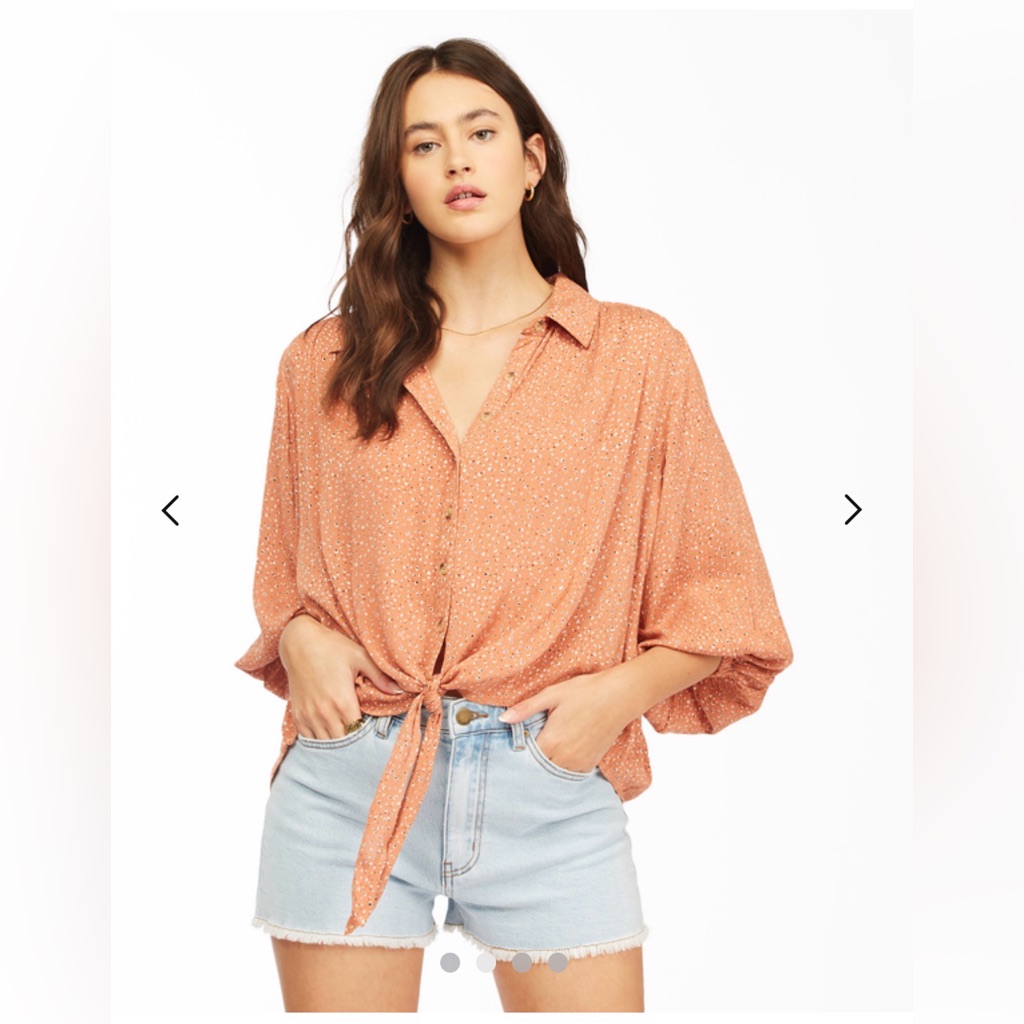 Billabong Women's Rust Polka Dot Blouse